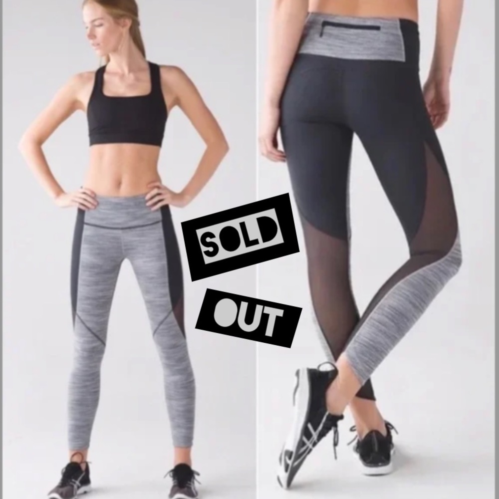 Lululemon Run With The Sun Tights Black Grey Size 6 NWOT